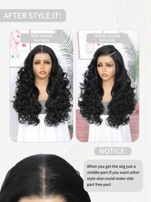 Music Festival YaKi Body 13*6 Lace Frontal Wigs 20 Inch Natural Long Body Wavy YaKi Extension Hair Wigs High Temperature Synthetic Lace Front Wig Black Color For Women Wear Cosplay Daily And Party