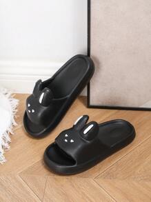 Women's Flat Sandals Summer Fashion Outdoor Sports Slippers, EVA One-Piece Soft Black Slides