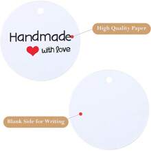 100PCS Handmade Kraft Paper Gift Tags With Letter "Handemade With Love" - For Birthday, Parties, Holidays, Wedding Decor & Crafts