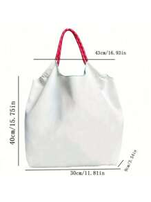 1 pieza Nuevo bolso de mano plegable de gran capacidad con estampado de pato en píxeles bordado de moda versátil, adecuado para playa, fiesta, llevar al hombro y de mano