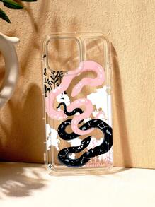 Funda transparente con estampado de serpiente dorada compatible con iPhone - Multicolor - Ver 4