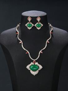 3pcs Luxury Cubic Zirconia Jewelry Set: Necklace And Earrings, Fashion Personalized Necklace Matching Evening Dress, Wedding Party, Valentine's Day Gift - Jewelry Sets - View 12