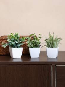 1set (3PCS) Mini Simulation Plant Pot Combination Home Living Room Bathroom Spring Party Table Top Cute Decorative Gift Gifts Birthday Graduation
