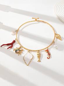 1 pieza Collar con colgante de verano con vida marina, coral, concha, caballito de mar, pez para mujer, joyería hecha a mano con formas y colores aleatorios