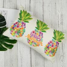 1pc Summer Throw Pillow Cover Tropical Pineapples Colorful Floral Lumbar Pillowcase Happy Summer Holiday Farmhouse Decorations Patio Cushion Case For Sofa Couch Home Bed