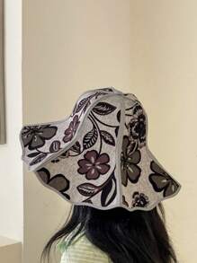 1pc Foldable Wide Brim Sun Hat, Suitable For Travel, Outings, Shopping, Picnics - Foldable, Sun-Shading, Sun Protection, Face Slimming - Multicolor - View 4