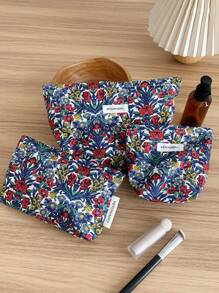 1 pièce/set Sac de maquillage avec imprimé floral tout-sur-over, grande capacité, organisateur cosmétique multifonctionnel, portefeuille, pochette pour tampons, rangement portable pour pinceaux de maquillage avec fermeture éclair pour cosmétiques, soins de la peau, crème solaire, bijoux, serviettes hygiéniques, petits articles pour usage domestique, voyage, vacances et école. Sac de maquillage, organisateur cosmétique, cadeaux de mariage pour demoiselles d'honneur, cadeaux pour maman, cadeaux d'anniversaire, cadeaux pour amis, cadeaux pour enseignants