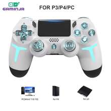 GAMINJA GAMINJA P412 Wireless Game Controller, Compatible With PS4/PS4 Slim/PS4 Pro/PC, RGB Multimode Lighting Effects, Dual Vibration, Speaker, Six-Axis Gyroscope, Headphone Jack, Touchpad And LED Light Board & Stripe