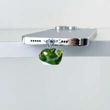 Spring New Cute Ocean Animals Green Dolphin Design Charging Port Dust Plug Stopper Compatible With IPhone, Type-C, Android Smartphones - Green Dolphin Dust Plug - View 3