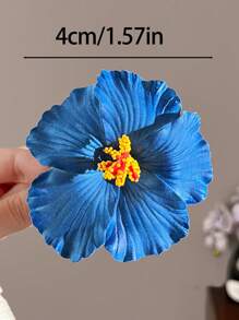 Set de 3 piezas/1 pieza de Horquillas para el cabello con flor de Hibisco hawaiano blanca/azul/roja de 4cm/1.57 pulgadas, de moda, versátiles, elegantes, sencillas, de unicolor, adecuadas para salidas diarias, ocio, fiestas, viajes, recogidos, coletas, lavado de cabello, maquillaje y combinación de atuendos