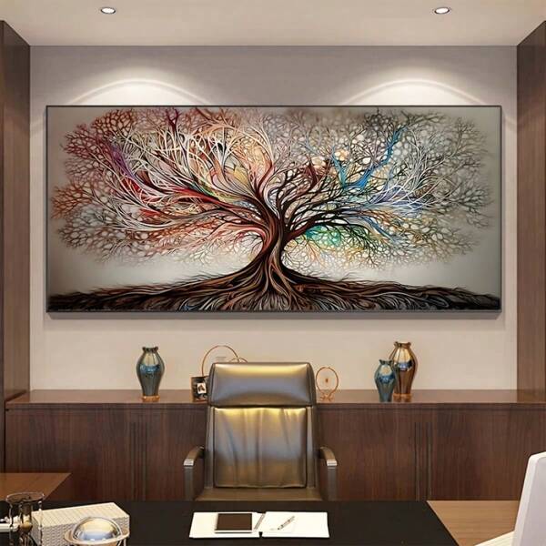 Large Vibrant Tree Of Life Canvas Painting - Tree Of Life Frame 3D Canvas Art Wall Decoration Painting - Abstract Art Wall Decoration With Geometric Patterns For Spring And Summer - Modern Classic Contemporary Style - 1 Piece Of Wood Framed Oil Painting (3) Thickness 2.5 Cm/ 1 Inch- Home Decoration For All Occasions - Ideal New Year, Valentine's Day, Thanksgiving, Easter, Christmas Gift , Room Decoration Aesthetic, Wall Decoration Art, Perfect Gift, Autumn And Winter Wall Decoration, Living Room Decoration, Bedroom Decoration, Kitchen Decoration, Entry Decoration, Bathroom Decoration, Direct Wall Painting, High Quality Wall Painting Poster