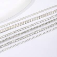 7 件套欧美新款简约多层编织链金属刀片链手链套装波西米亚时尚多层手链套装女士日常派对时尚首饰