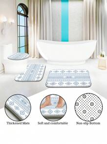 1pc/4pcs Bohemian Multifunctional Bathroom Decor Set: Waterproof Shower Curtain With 12 Hooks, Non-Slip Bath Mat, U-Shaped Floor Mat And Round Toilet Seat Cover, Applicable For Full Bathroom Scenarios
