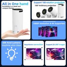 Proyektor Dual-Frekuensi Kecepatan Tinggi 5G Ultra-Jernih 1080P yang Cerdas dan Dapat Dipasang Sesuai Keinginan. Rotasi Vertikal 180° Tanpa Bantalan. Proyektor Dinding Definisi Ultra Tinggi 4K untuk Keluarga 2025, Kamar Tidur Sewa Baru, Layar Proyeksi Komputer HD untuk Home Theater Kecil, Kebugaran, Kantor, Luar Ruangan, Berkemah, Jaringan, Ruang Kelas, Ruang Tamu, Asrama, Mahasiswa, Proyektor Mini. - View 9