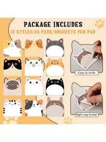 Conjunto de 12 notas adhesivas con diseños de gatos lindos, estilo Kawaii, notas adhesivas divertidas, libreta de notas adhesivas lindas para oficina, hogar, estudiantes y compañeros de cuarto, regalo ideal. Incluye 5 bolígrafos con flores y clip lindos, perfectos para estudiantes y niñas, un gran regalo para niños, amigos y novias para empezar la temporada escolar. Útiles escolares, de vuelta a clases.