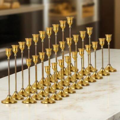 30pcs/Set Retro Creative European Style Metal Candlestick Holder Decor, Minimalist Style For Wedding, Bar, Party, Living Room, Dining Room Home Decor Gifts Birthday Graduation