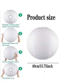 白色纸质吊灯罩 – 大型圆形可折叠纸灯笼，适用于派对、婚礼、家居装饰 – 优雅中式节日照明灯笼（1 件装）