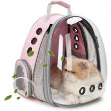 Cat Carrier Backpack, Bubble Expandable Backpack Carrier, Pets And Small Dogs,Airline-Approved, Designed For Travel, Hiking, Walking & Outdoor Use (Front Expandable-Pink)
