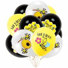 Decoraciones para fiesta de cumpleaños con temática Feliz abeja 2025, globo con diseño de abeja, para festival, fiesta, jardín, decoración original de flores de jardín, globo de látex de 12" - Multicolor - Ver 3