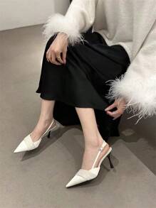 Women's New Summer Striped Diamond Buckle Beige High-Heeled Sandals, Suitable For Dates, Parties, Offices, And Banquet