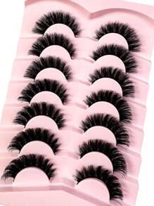 LYBCG New Cosplay Manga Cat False Lashes 7Pairs D Curl Cat Eye Lashes Short 5D Mink Lashes Natural Soft False Eyelashes Dramatic Volume Lashes 3D Fluffy Wispy Hair Eyelashes Extension - Mi tự nhiên - Xem 5