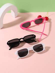Juego de 3 piezas de gafas rectangulares de colores de tipo macaron plegables y portátiles para niños y niñas de 4 a 12 años, para combinar con atuendos en vacaciones y regalos festivos