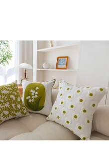 Retro Embroidery Sofa Pillowcase 2Pcs, Modern Daisy Cushion Cover, High-End Fashion Living Room Sofa Set Decor Gifts Birthday Graduation