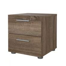 Mesa de noche de dormitorio con 2 cajones estilo Loft para adultos, color blanco-Vzcxgf