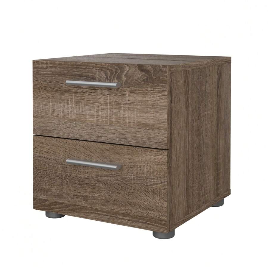 Mesa de noche de dormitorio con 2 cajones estilo Loft para adultos, color blanco-Vzcxgf