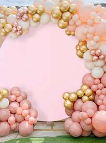 1Pc 180/200/220cm Pink Circular Wedding Arch Cover Is Suitable For Circular Arch Brackets,White Round Arch Stand Cover With Pull Rope,Wrinkle&Resistant Elastic Spandex,Perfect Background Decorative For Birthdays, Romantic Weddings, Bridal Shower,Babyshower,Gender Reveal,Themed Parties, And Anniversaries (Excluding Arch Supports) - Pink - View 6