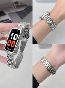 Pulseira de Aço Inoxidável e Case Protetor 2 em 1 Adequado para Mi Band 9/8/7/6/5/4/3, Mi Smart Band 9/8 Active, Redmi Band 2 com NFC