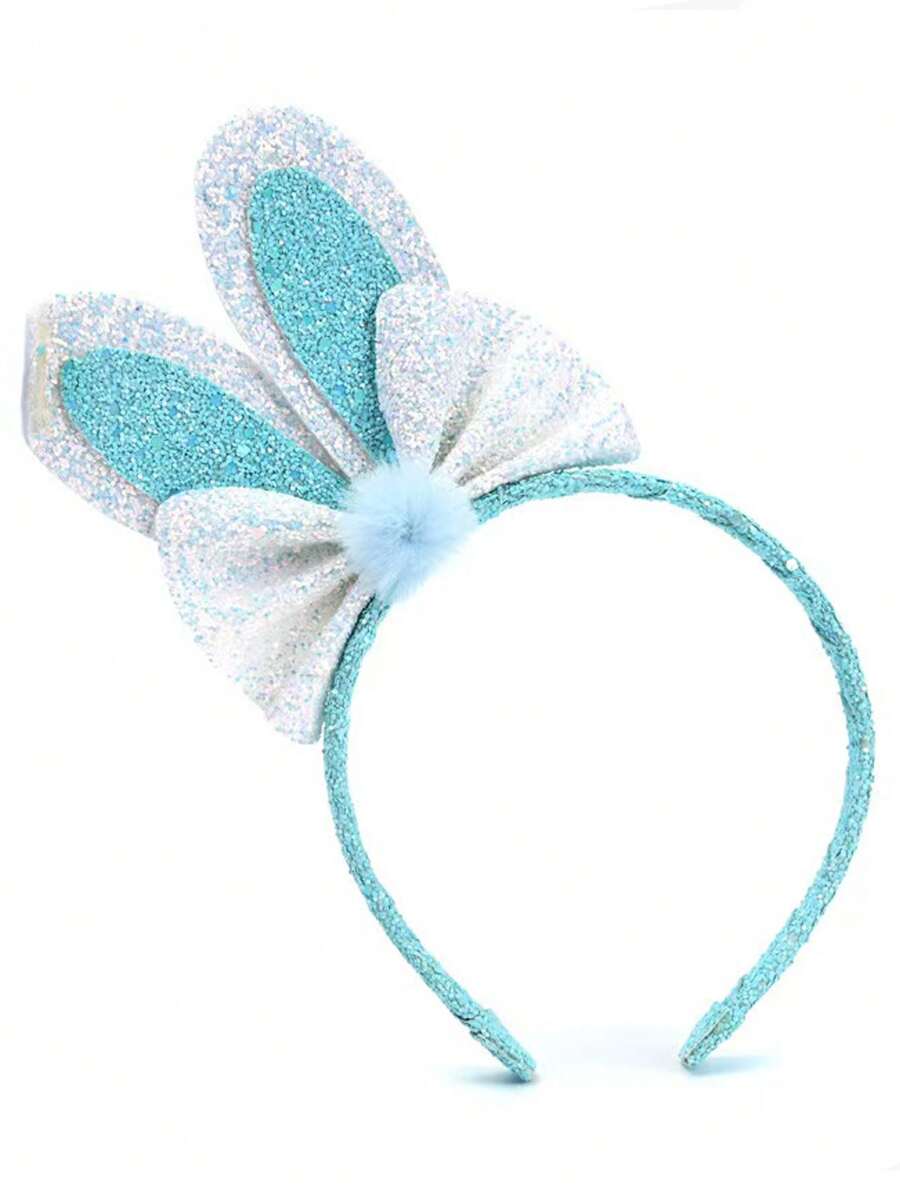 Cartoon Sequin Bunny Ear Headband Cute Bow Bunny Ear Hair Ornament Easter Party