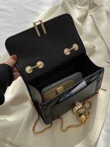 Versatile Solid Color PU Leather Diamond Quilted Metal Chain Bag, Simple Large Capacity Travel Vacation Flap Square Bag, Fashionable Business Commuting Crossbody Bag For Office Work Use, Lightweight Outdoor Shopping Women Shoulder Bags - Multicolor - View 8