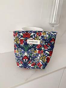 1 pièce/set Sac de maquillage avec imprimé floral tout-sur-over, grande capacité, organisateur cosmétique multifonctionnel, portefeuille, pochette pour tampons, rangement portable pour pinceaux de maquillage avec fermeture éclair pour cosmétiques, soins de la peau, crème solaire, bijoux, serviettes hygiéniques, petits articles pour usage domestique, voyage, vacances et école. Sac de maquillage, organisateur cosmétique, cadeaux de mariage pour demoiselles d'honneur, cadeaux pour maman, cadeaux d'anniversaire, cadeaux pour amis, cadeaux pour enseignants