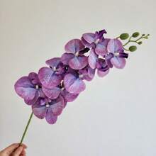 1 PIEZA Flores de orquídea artificial, 9 grandes tallos de flores de orquídea Phalaenopsis de toque real y vibrantes, guirnaldas de orquídeas artificiales de estilo clásico, flores de Phalaenopsis de seda artificial, ramas de flores artificiales para decoración del hogar, arreglos florales para hoteles y bodas, hermosa decoración del hogar para Halloween, Año Nuevo Chino, Día de San Valentín, regalo