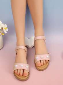 1 par de sandalias de niña bebé color rosa, cómodas con , lindas zapatillas para infantes/niños pequeños para uso en exteriores, playa y de princesa de hadas, para verano