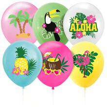 12/18/30/52 Pcs ALOHA Hawaiian Theme Party Decorations Pineapple Slippers Coconut Flamingo 6 Styles Balloons Hawaiian Balloons Decoration Outdoor Camping Bonfire Party Birthday Party Essential