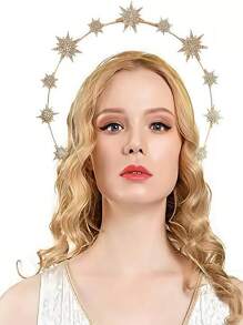 1pc Women's Golden Alloy Baroque Crystal Bridal Headpiece, Suitable For Runway Shows Or Parties