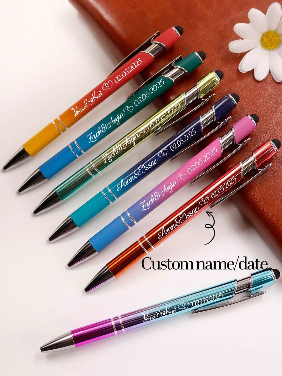 1-224Pcs Personalized Name Date Gradient Pens Ballpoint, Back To School Supplies For Kids,Customized Engraving Pen, Personalized Pens, Customizable Nice Writing Pens, Ball Point Pens, Customized Stylus Pens For Touch Screens ,Travel Organizer - Style a - View 1