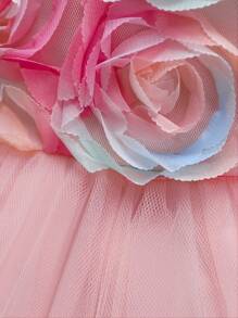 Girls Princess Tiered Ruffles Party Pageant Bridesmaid Long Train Gown, Suitable For All Seasons, Toddler & Big Tween Girl - Pink - View 4