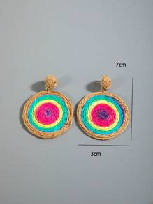 1 Pair Bohemian Style Alloy Rattan Woven Earrings With Butterfly, Starfish & Floral Geometric Pattern, Versatile Design For Beach Party Gift, Summer (Earring Post Color Random)