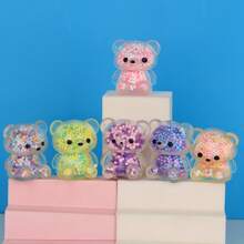 5/10pcs Mini Compressed Bear Toys, Fidget Toys, Colorful Easter Bear Stress Balls, Easter Basket Decor, Suitable For Easter Party Gifts