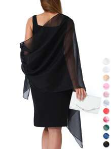 FADZOYLE 1件女士雪纺披肩/围巾，适合搭配正式晚礼服，柔软闪亮，轻盈舒适，是旅行、度假、婚礼、宾客、伴娘等场合的理想之选。 - 圍巾 - 查看 5