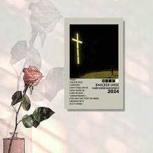 Framed Knocked Loose Album Cover Canvas Poster - Wall Art, Minimalist Cross Design With Lyrics Text, Ideal For Bars, Clubs, Cafes, Restaurants Decor, Cafe Art Piece | Atmospheric Artwork | Canvas, Music Decor Birthday Party Decor, Mother's Day New Year Easter Gift,  Home Living Room Office Wall Decor, Perfect Gift And Wall Decoration - 框架 - 查看 3