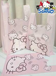 Sanrio 50 piezas Bolsas de basura desechables de diseño rosa de dibujos animados de Sanrio KTM de material PET, adecuadas para sala de estar, dormitorio, baño y cocina, solución de regalo y almacenamiento, bolsas de limpieza de diseño de dibujos animados lindos, bolsas de basura de escritorio Kawaii, botes de basura para el hogar, la oficina y la cocina, bolsas de almacenamiento para camping al aire libre