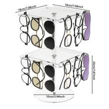 1pc Acrylic Sunglasses & Eyeglasses Display Stand - Single/Double Layer Black Desktop Glasses Storage Box, Can Hold Jewelry & Keys, Efficient Desktop Organizer, Suitable For Various Glasses, Transparent