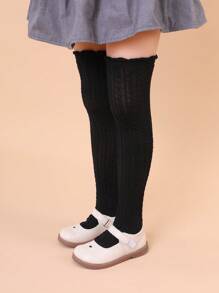2 pares de calcetines de unicolor hasta la rodilla para niñas, calcetines cómodos y transpirables por encima de la rodilla para bebés, niños pequeños y niños mayores