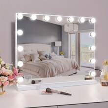 Favourite Gift Hollywo0d Mirror Vanity Make Up Mirror With 14 Lights LED USB  Mirror UK - White - View 4