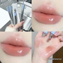 1pc Ice Crystal Blue Gloss Hydrating Lip Tint Glass Lip Gloss Nude Color Lip Gloss & Lip Balm