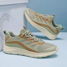 Men's Mesh Breathable Travel Shoes, Lightweight Soft Sole Shock Absorbing Running Sneakers, Spring